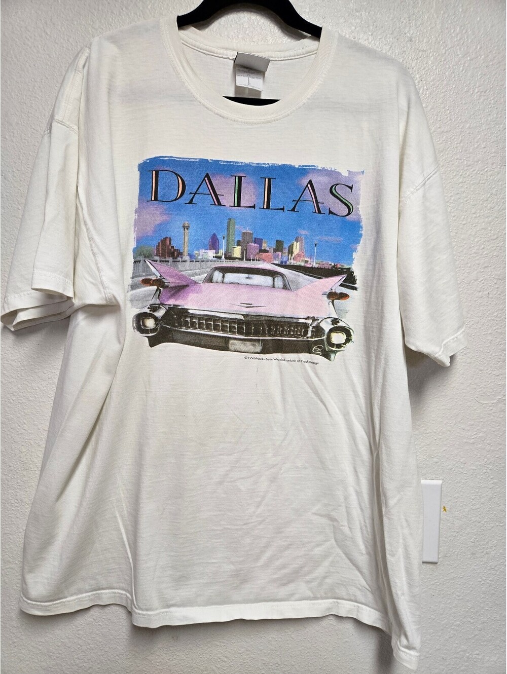 Vintage 1996 Dallas Texas T Shirt XL Cadillac Skyline Marla Baxter Jerzees White